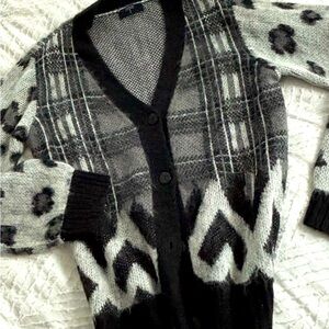 NWOT Mini Cardi. School Girl Plaid w a Wild Side of Animal Print. So cozy soft!